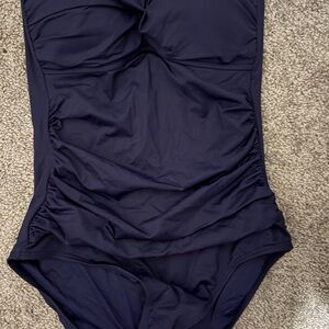 Women’s Navy One-Piece Swim Suit with Ruched Front